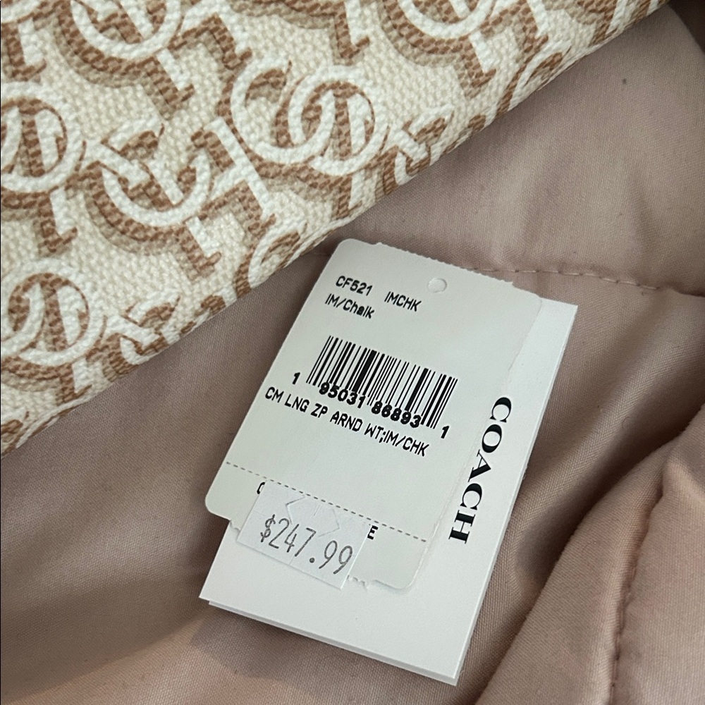 Coach Beige and White Monogram Wristlet - Picture 8 of 9